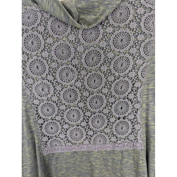 Saturday Sunday Anthro Tunic Dress Green Crochet Detail XS Cowl Neck Flared - Picture 10 of 10